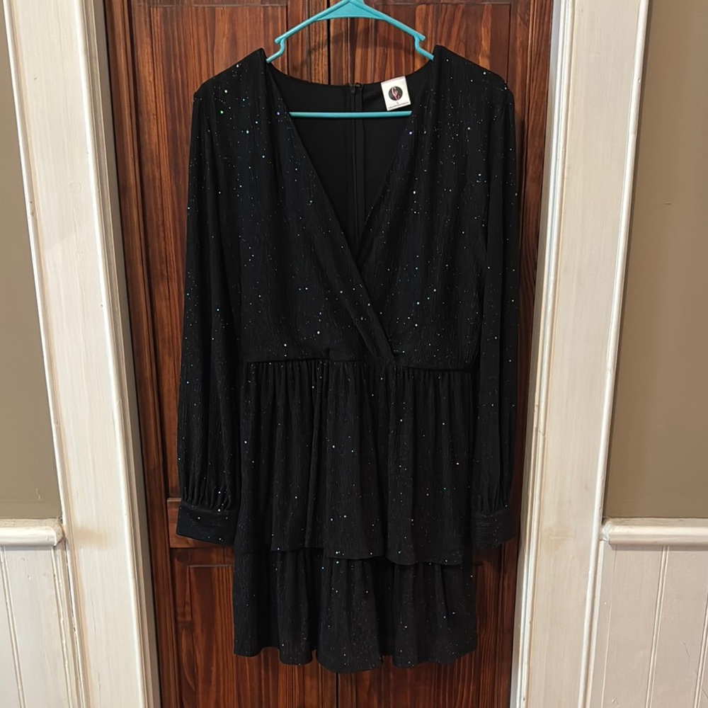 Black Sparkle Long Sleeve Dress